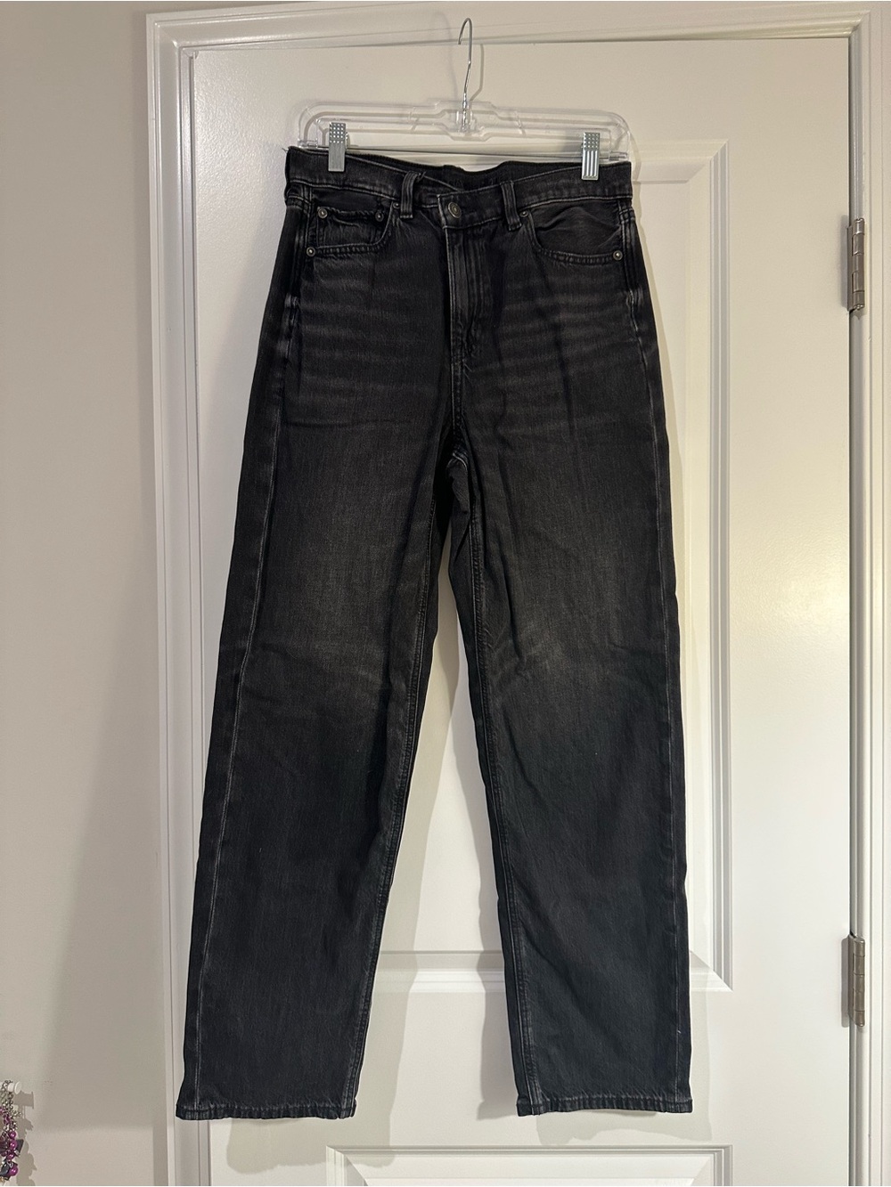 NWOT American Eagle Baggy Straight Black Jeans 4Short